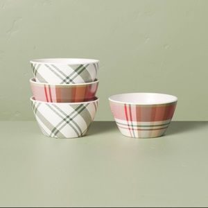 4pk Festive Plaid Melamine Christmas Mini Bowls Red/Green/Cream